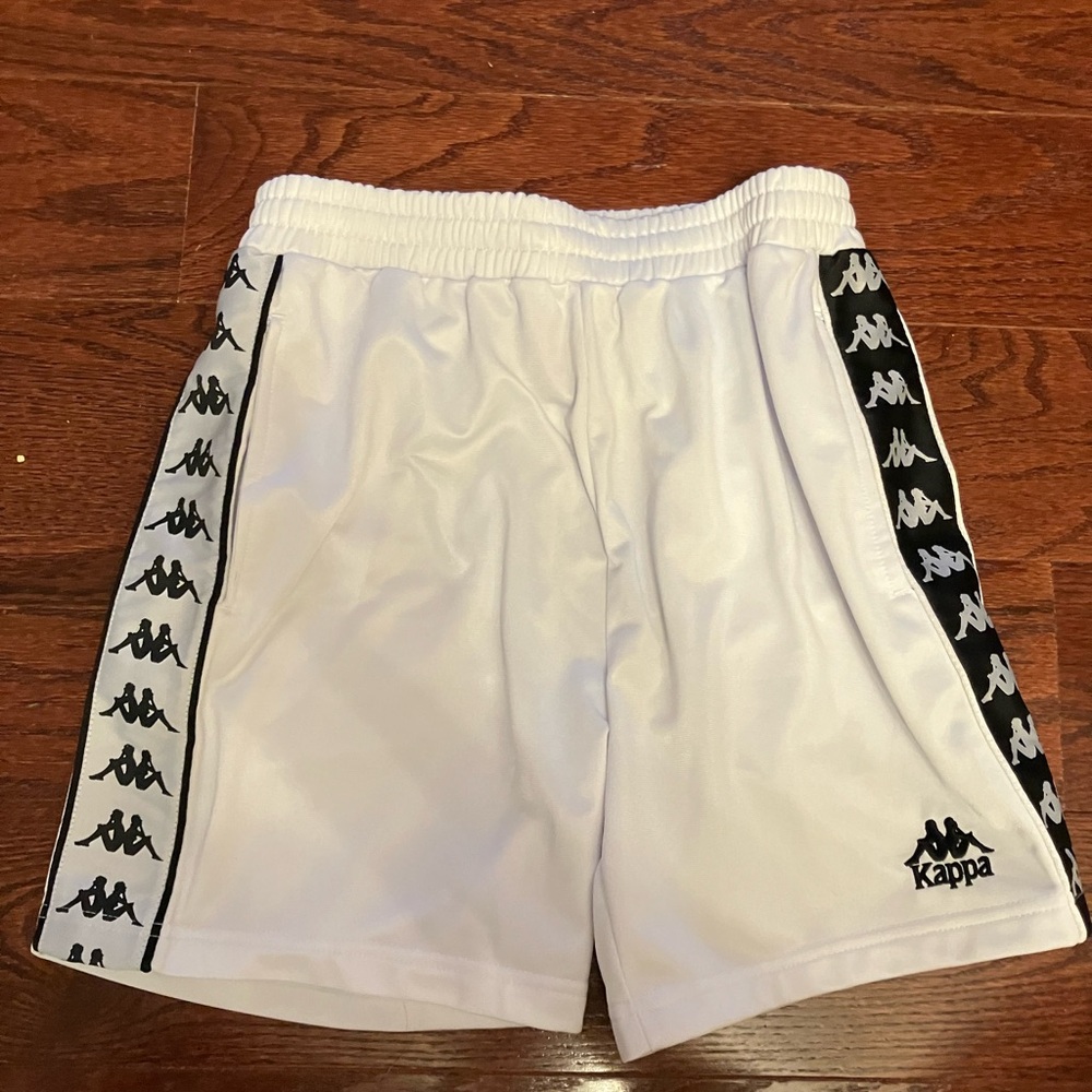 Kappa Athletic Shorts White Black Logo Junior small